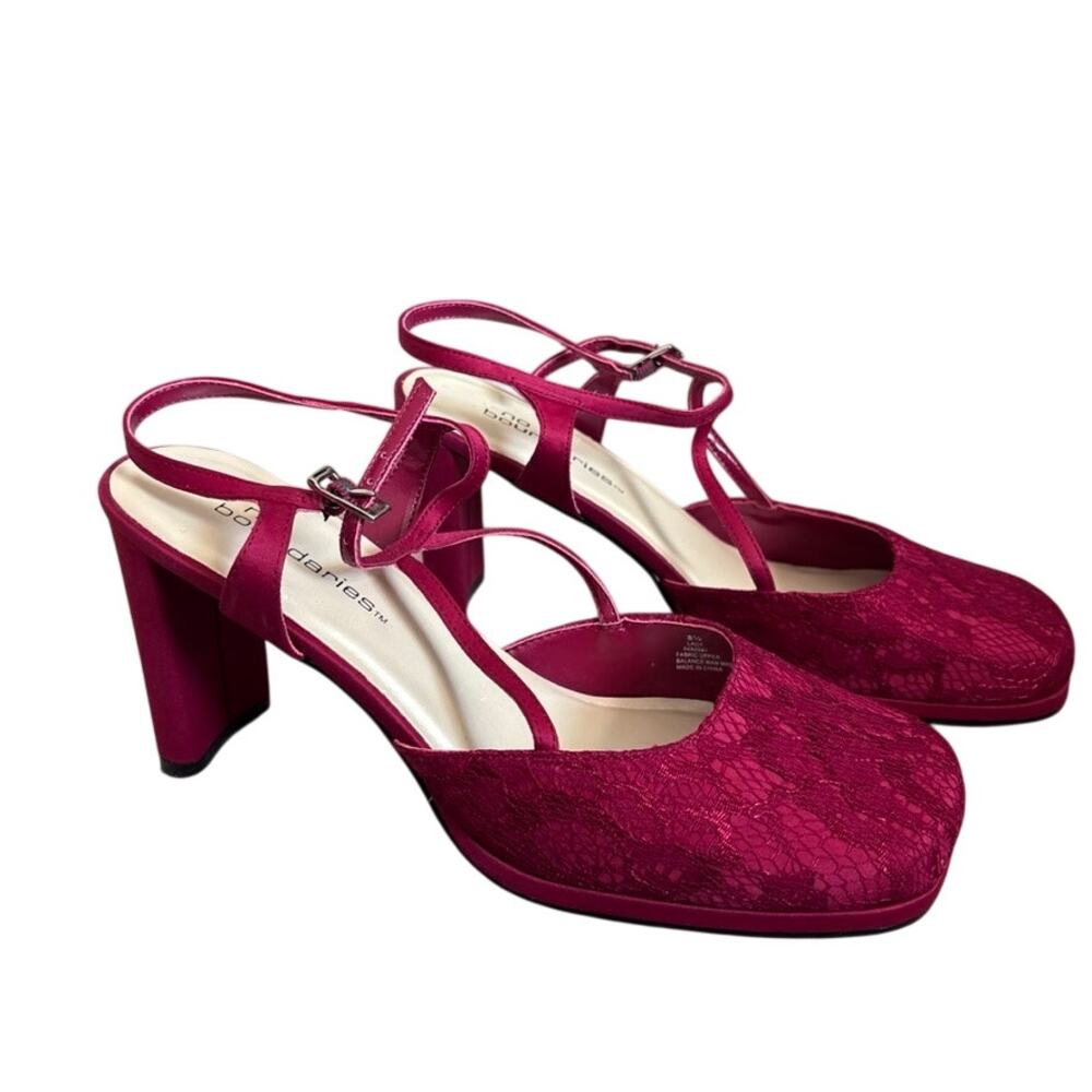 NWOT No Boundaries Red Lace Strappy Heels Square Toe Bratz 8.5 Y2K